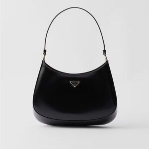Prada Cleo brushed leather shoulder bag - black
